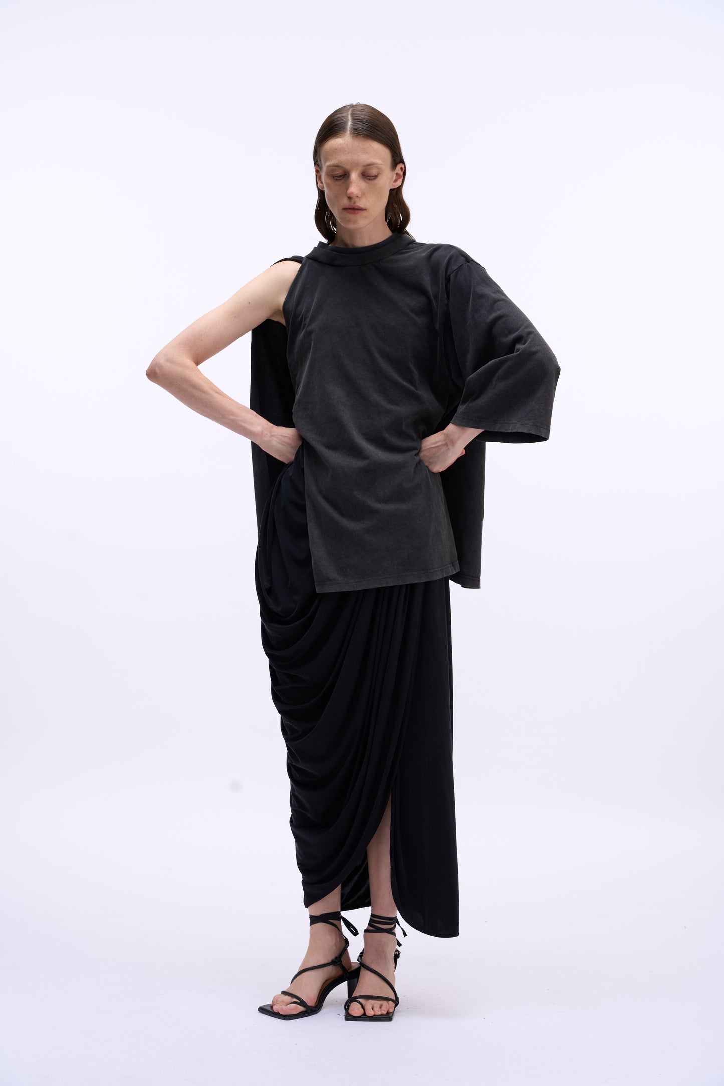 MAYALI Deconstructed Splicing Mid Sleeve T-shirt