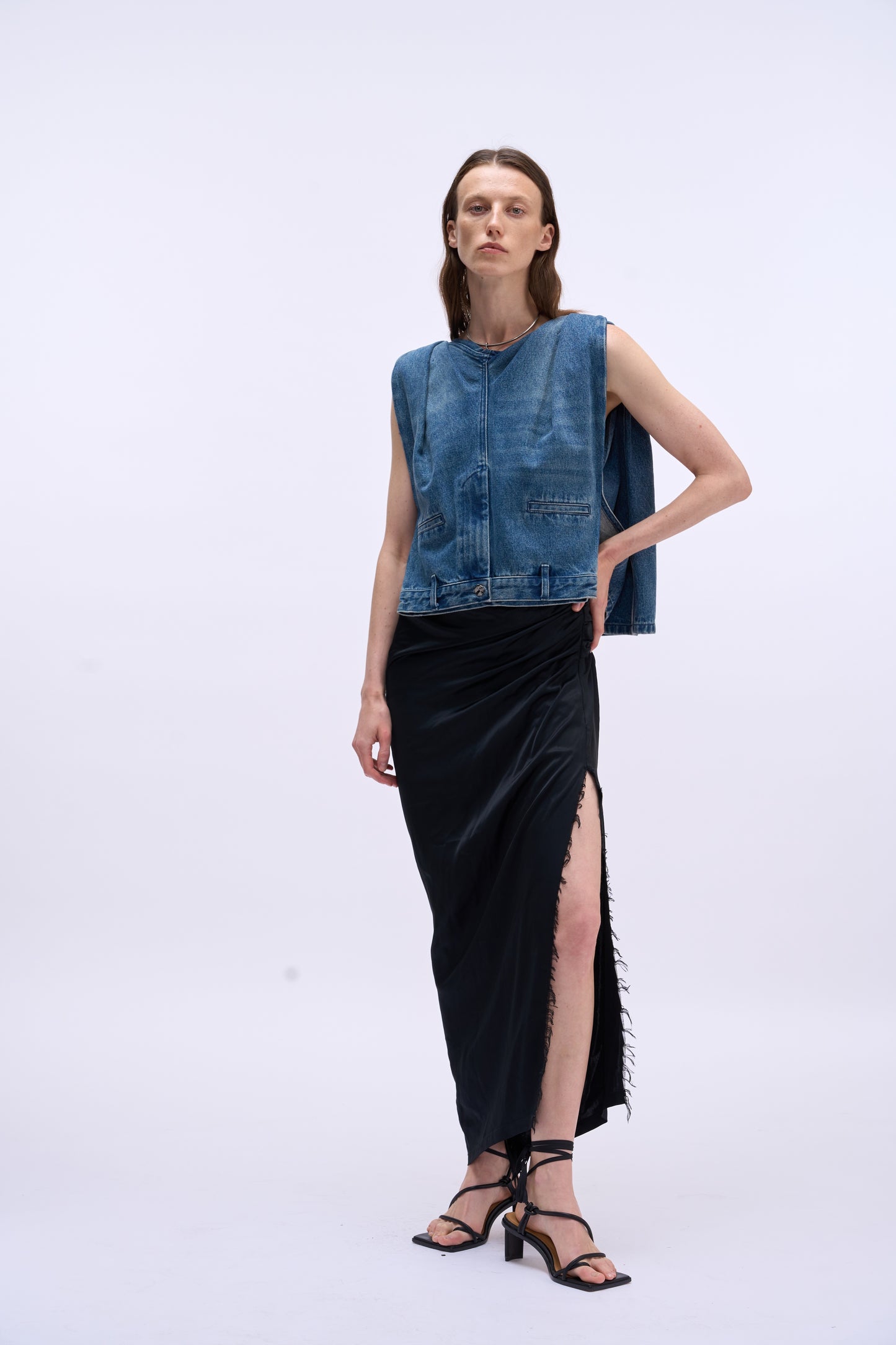 MAYALI Denim deconstructive top