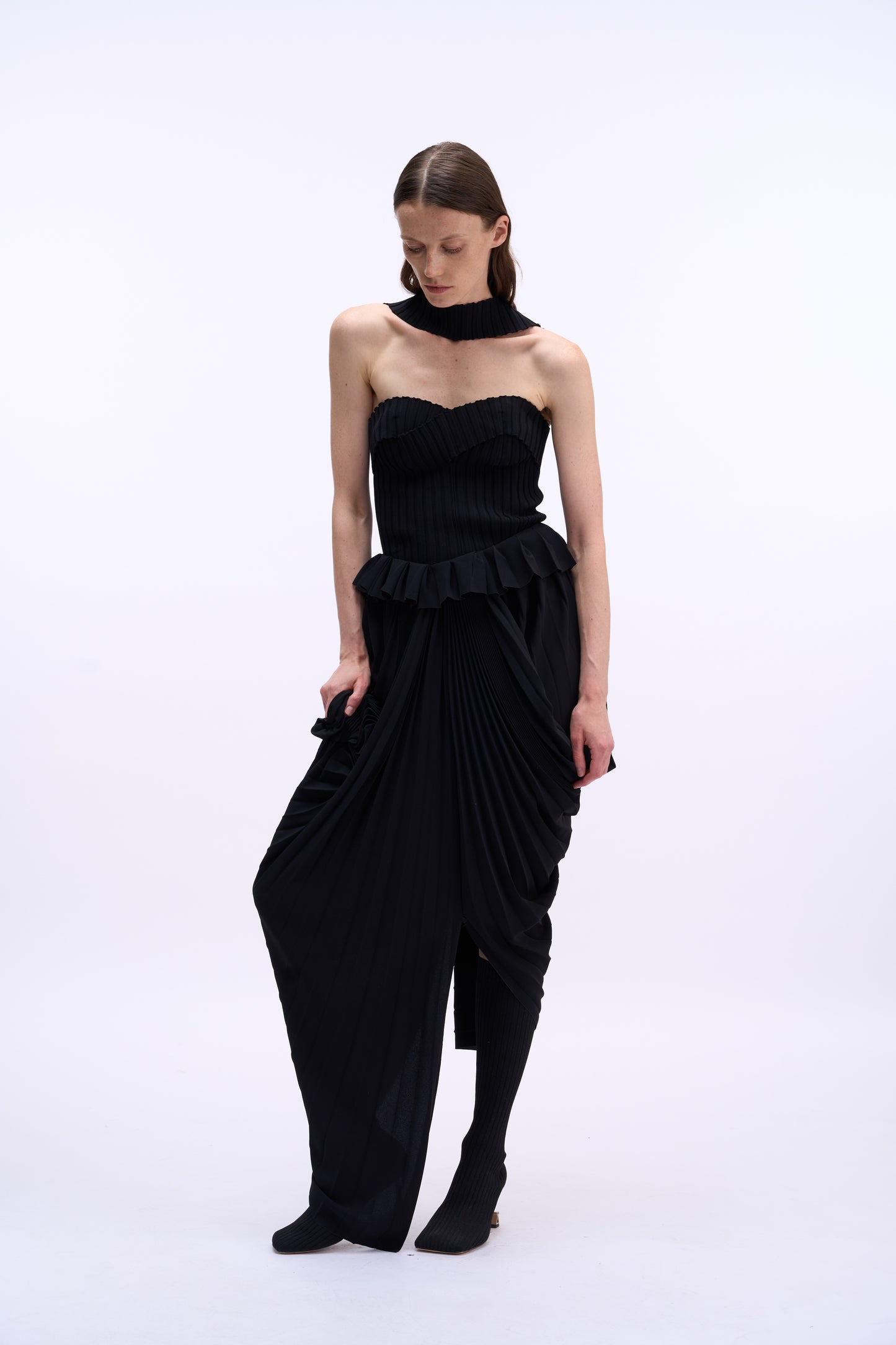MAYALI Overlapping geometric knitting strapless