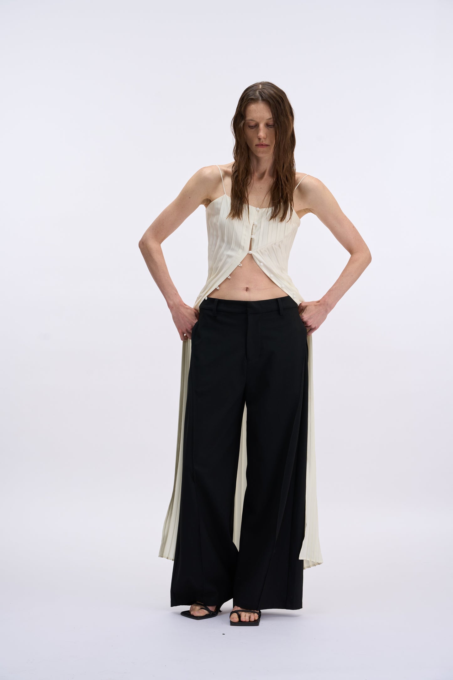 MAYALI Pleated button-down maxi dress