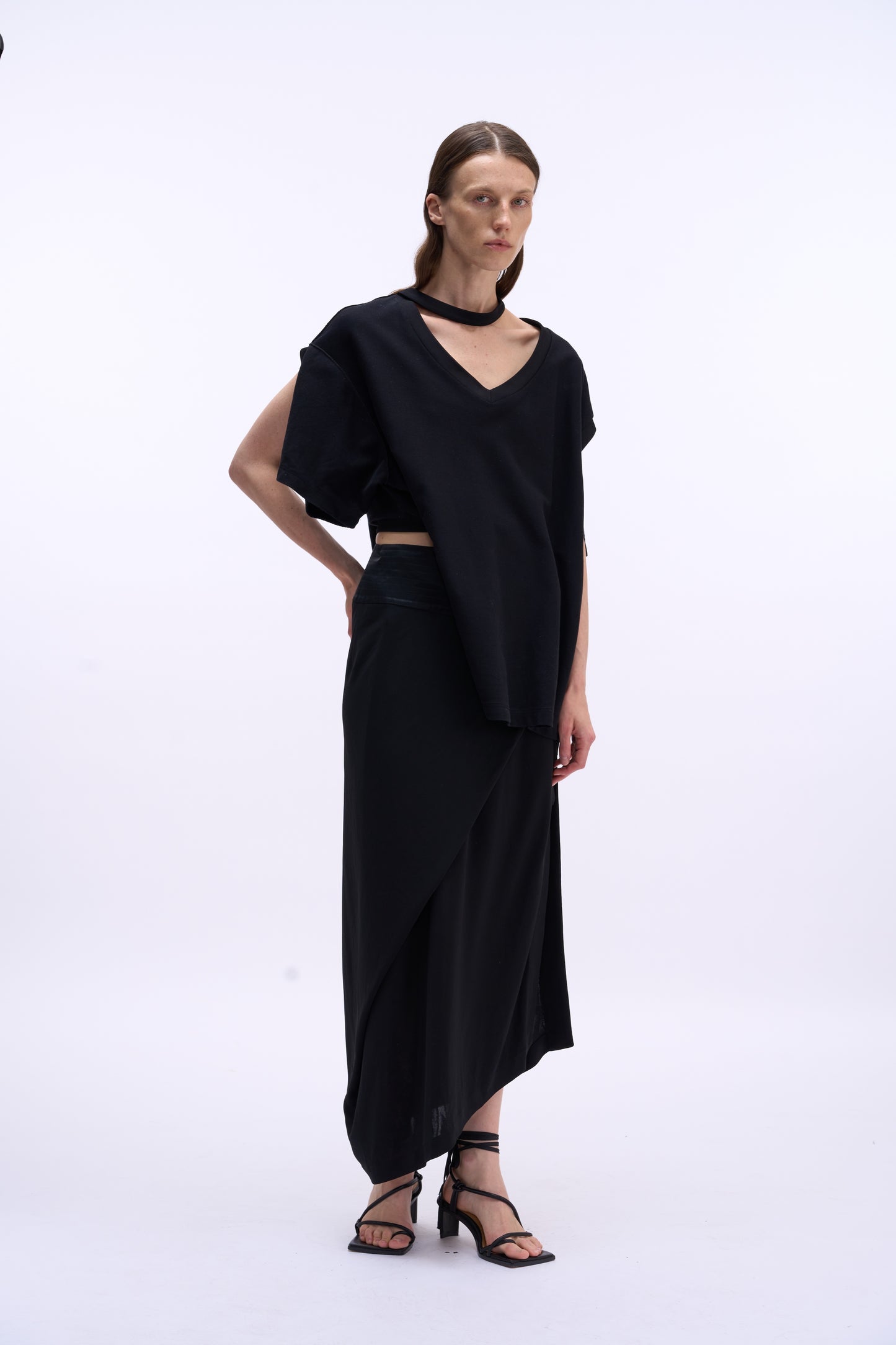 MAYALi Geometrical folded split skirt