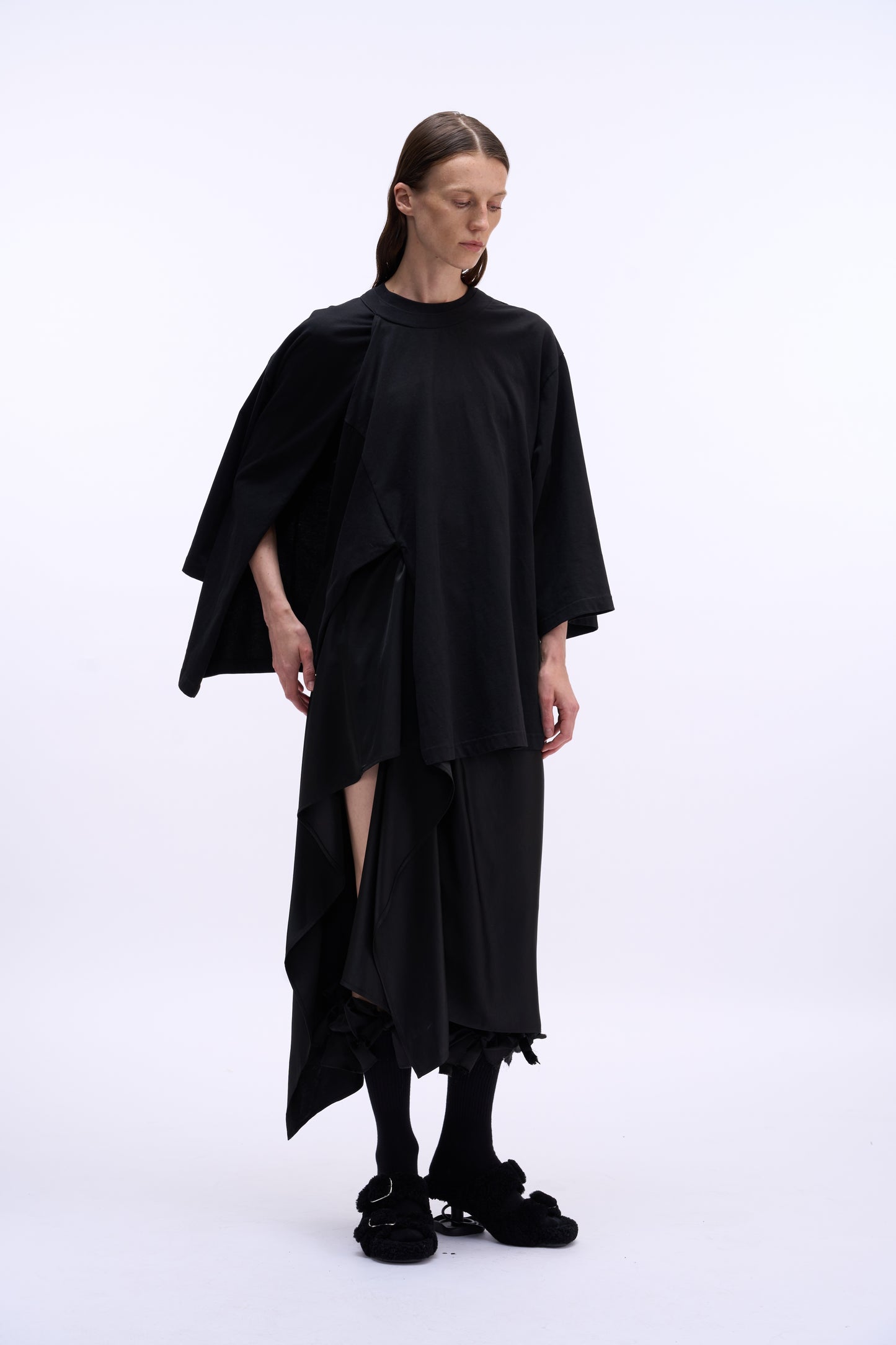 MAYALI Deconstructed Splicing Mid Sleeve T-shirt