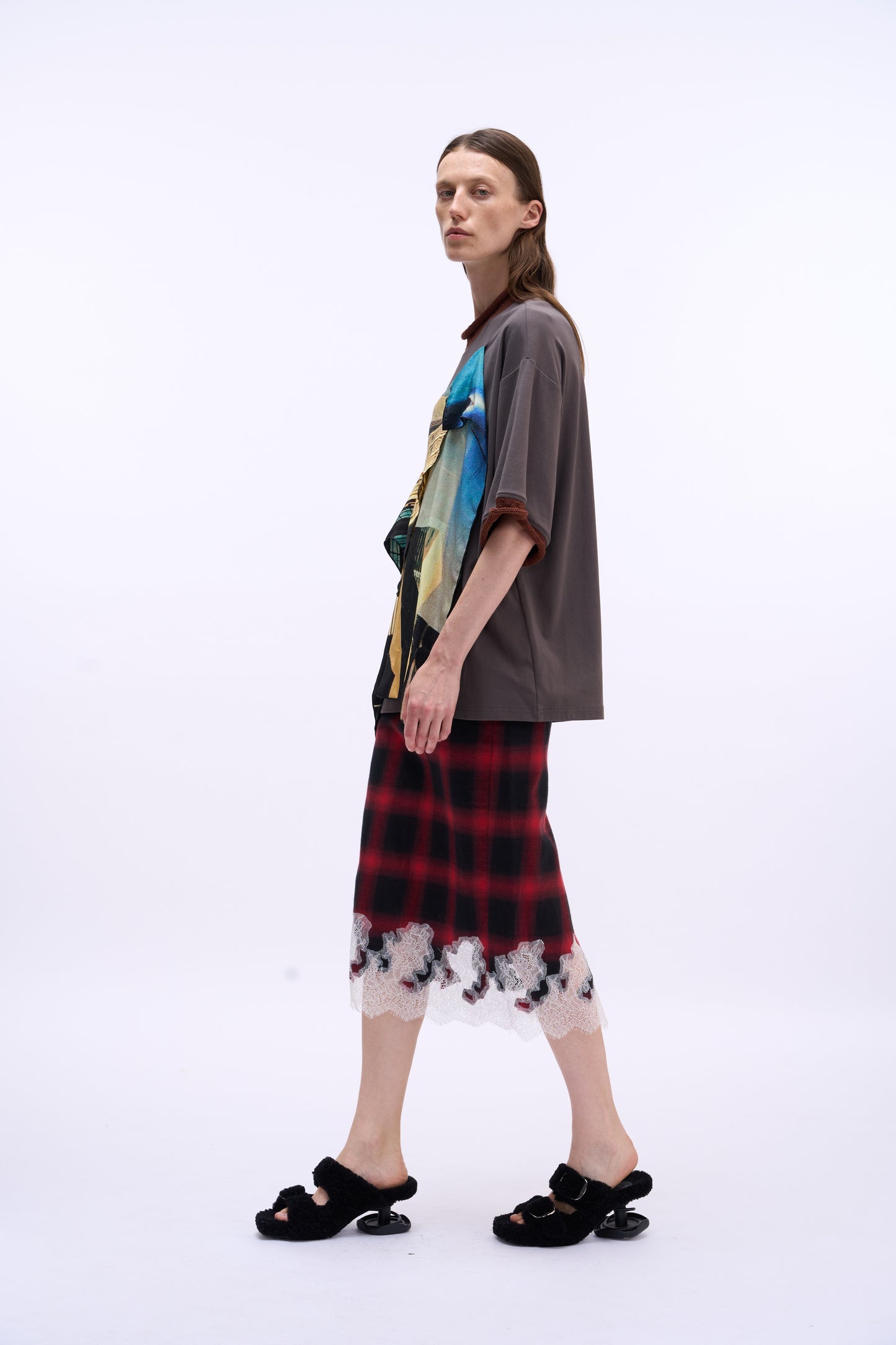 MAYALI Irregular lace patchwork skirt