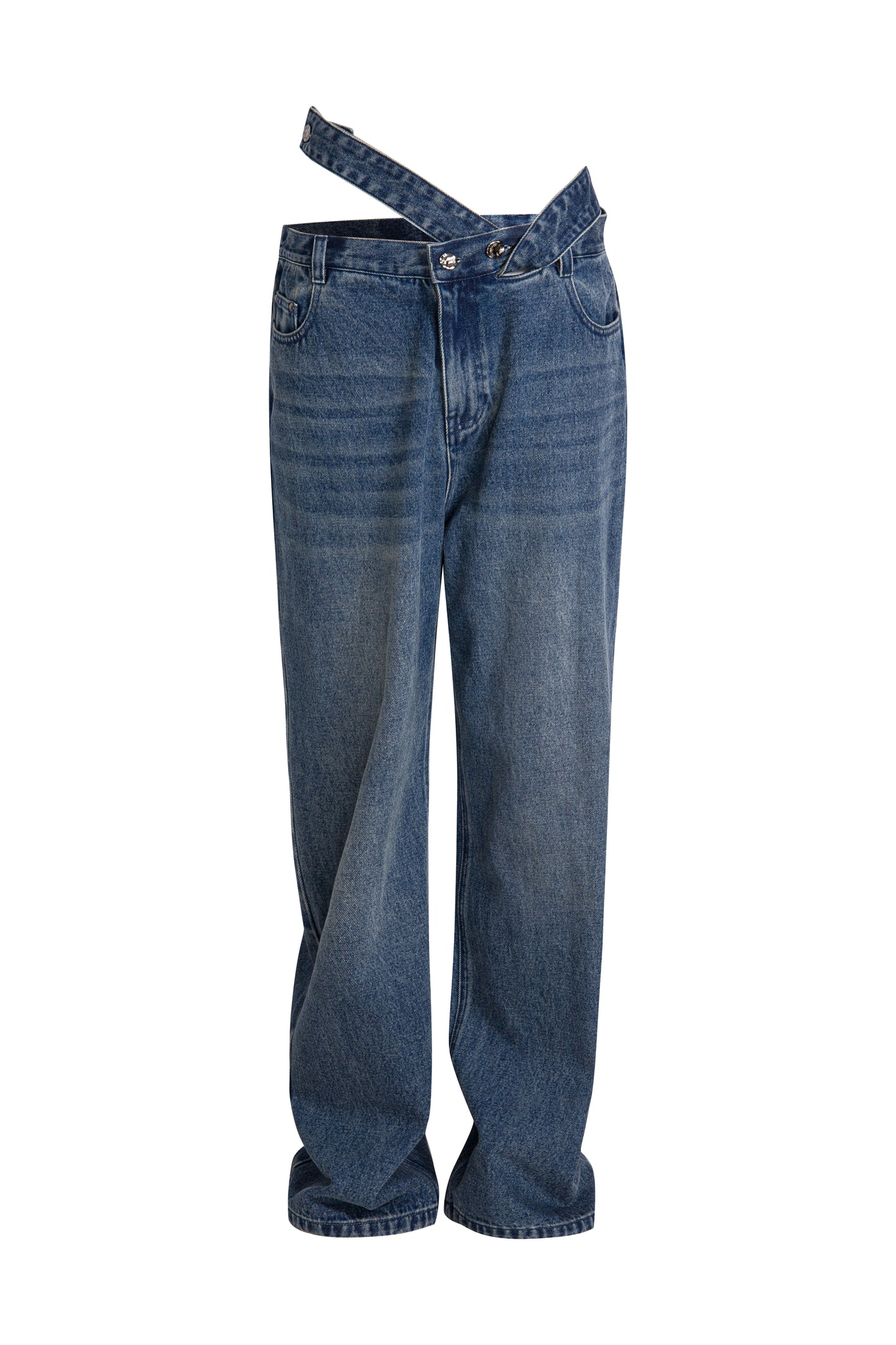 MAYALI Deconstructing waistband denim pants