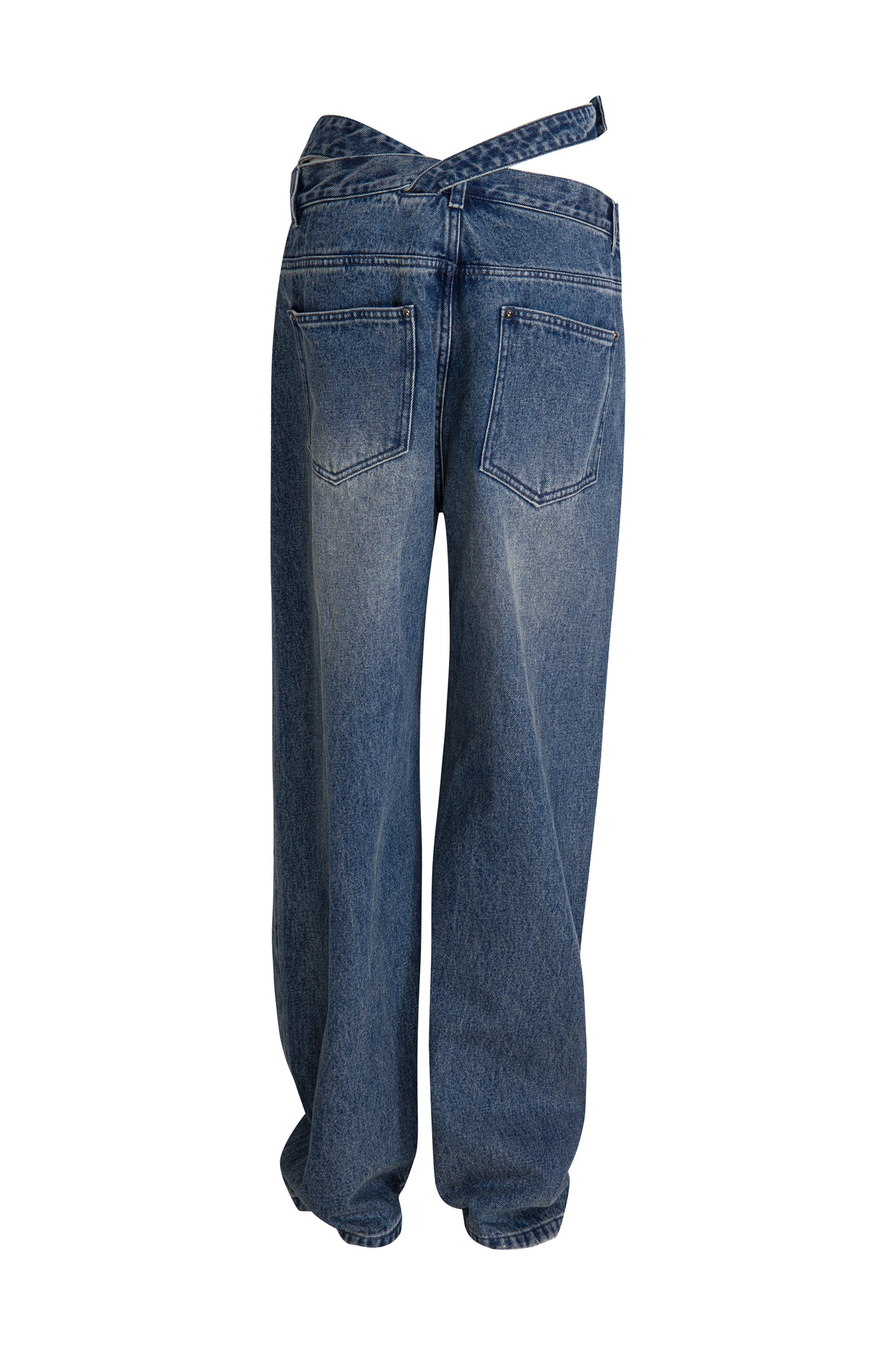MAYALI Deconstructing waistband denim pants