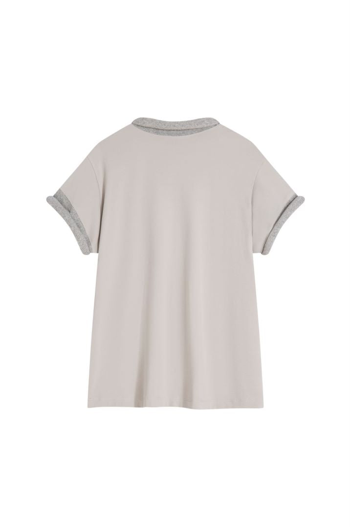 MAYALI Knitted rolled edge spray cotton T-shirt