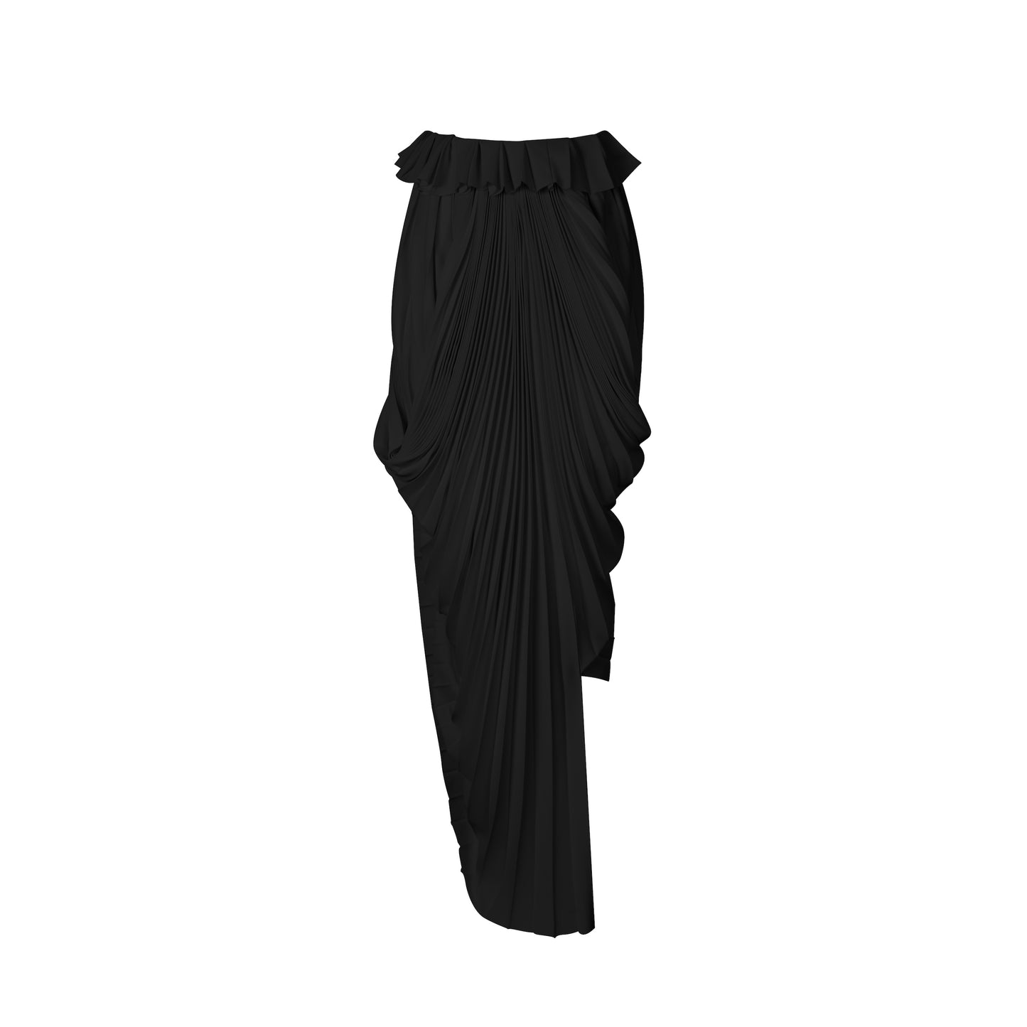 MAYALI Fan shaped pleated asymmetrical deconstruction skirt