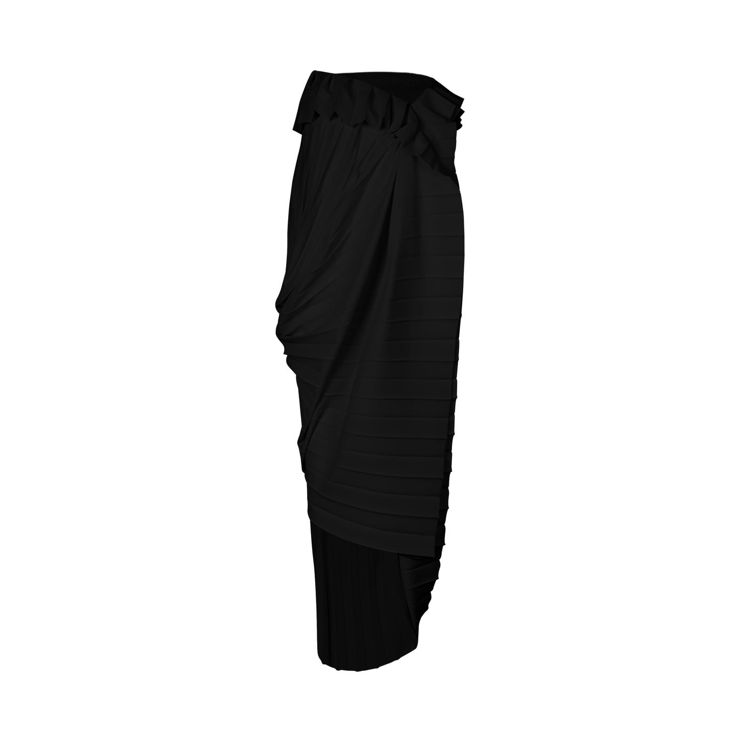 MAYALI Fan shaped pleated asymmetrical deconstruction skirt