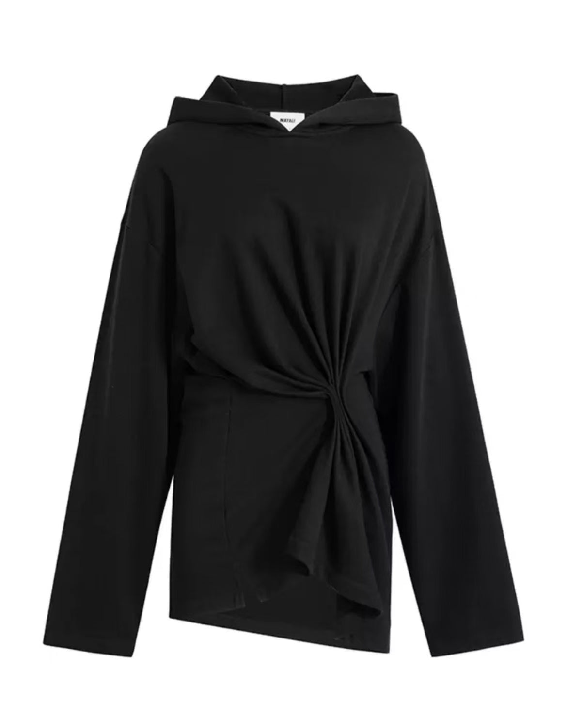 MAYALI Asymmetrical draping shirr hoodies dress
