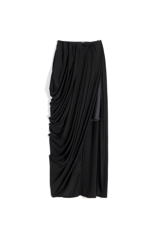 MAYALI Irregular standing cut slit pleated skirt