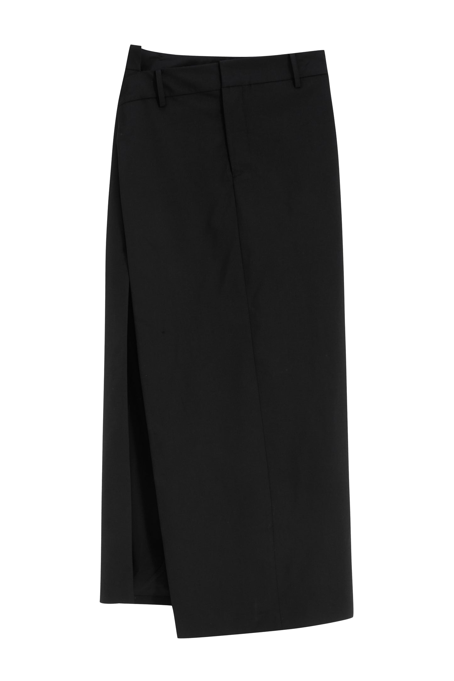 MAYALI Black asymmetric split  midi skirt
