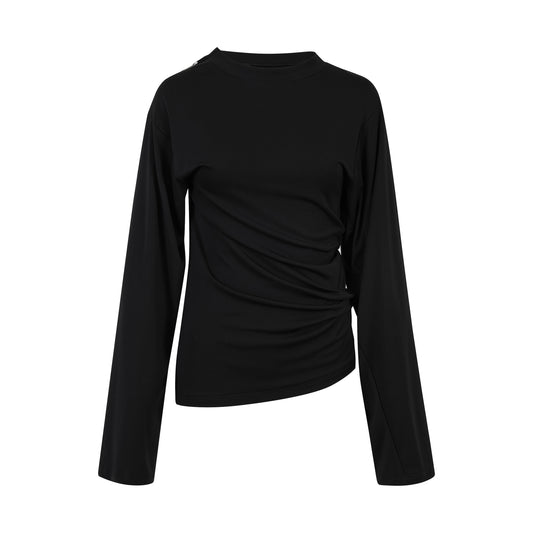 MAYALI Pinch pleated standing cut long sleeved top