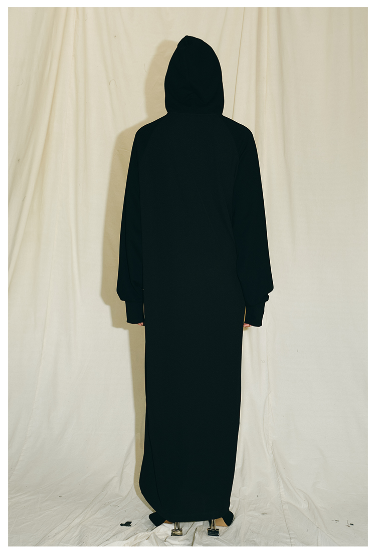MAYALI Asymmetrical draping shirr hoodies dress