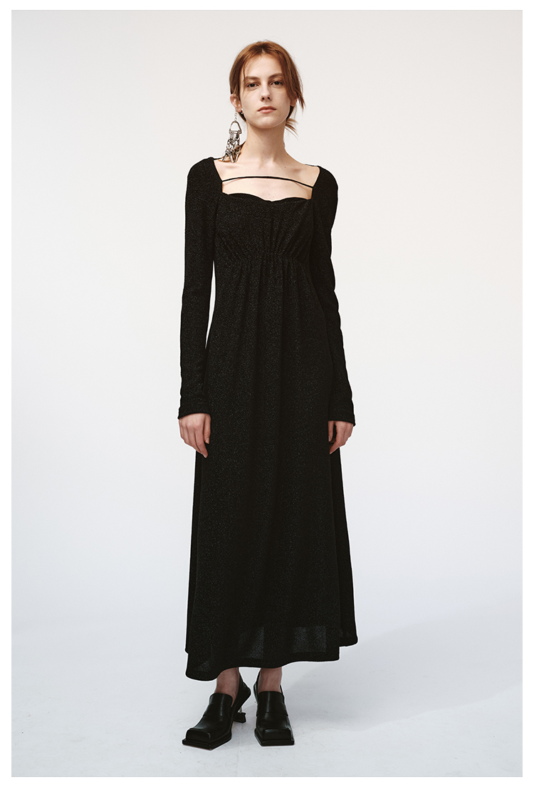 MAYALI Gathered deconstruced long sleeve dress