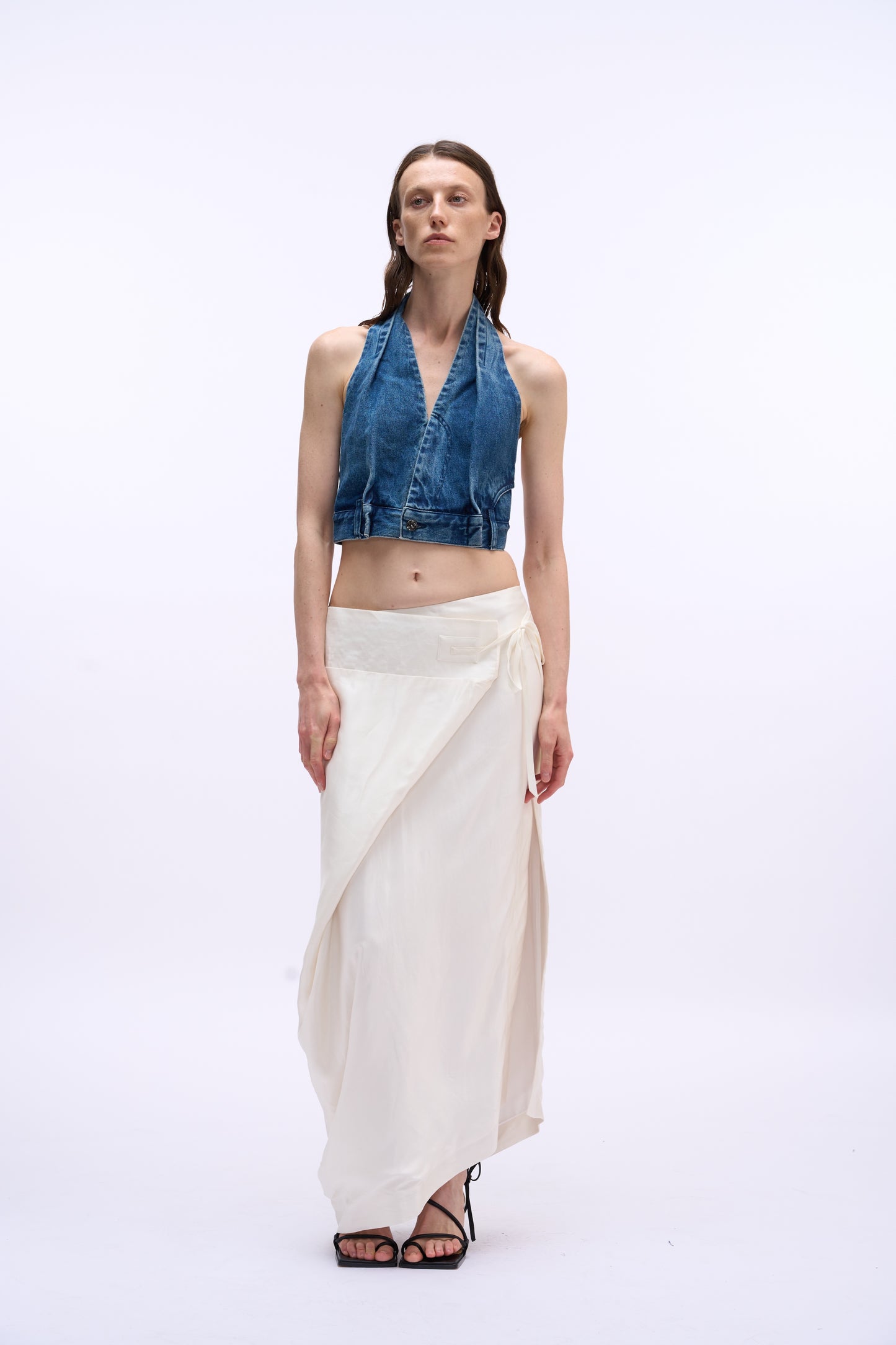 MAYALi Geometrical folded split skirt