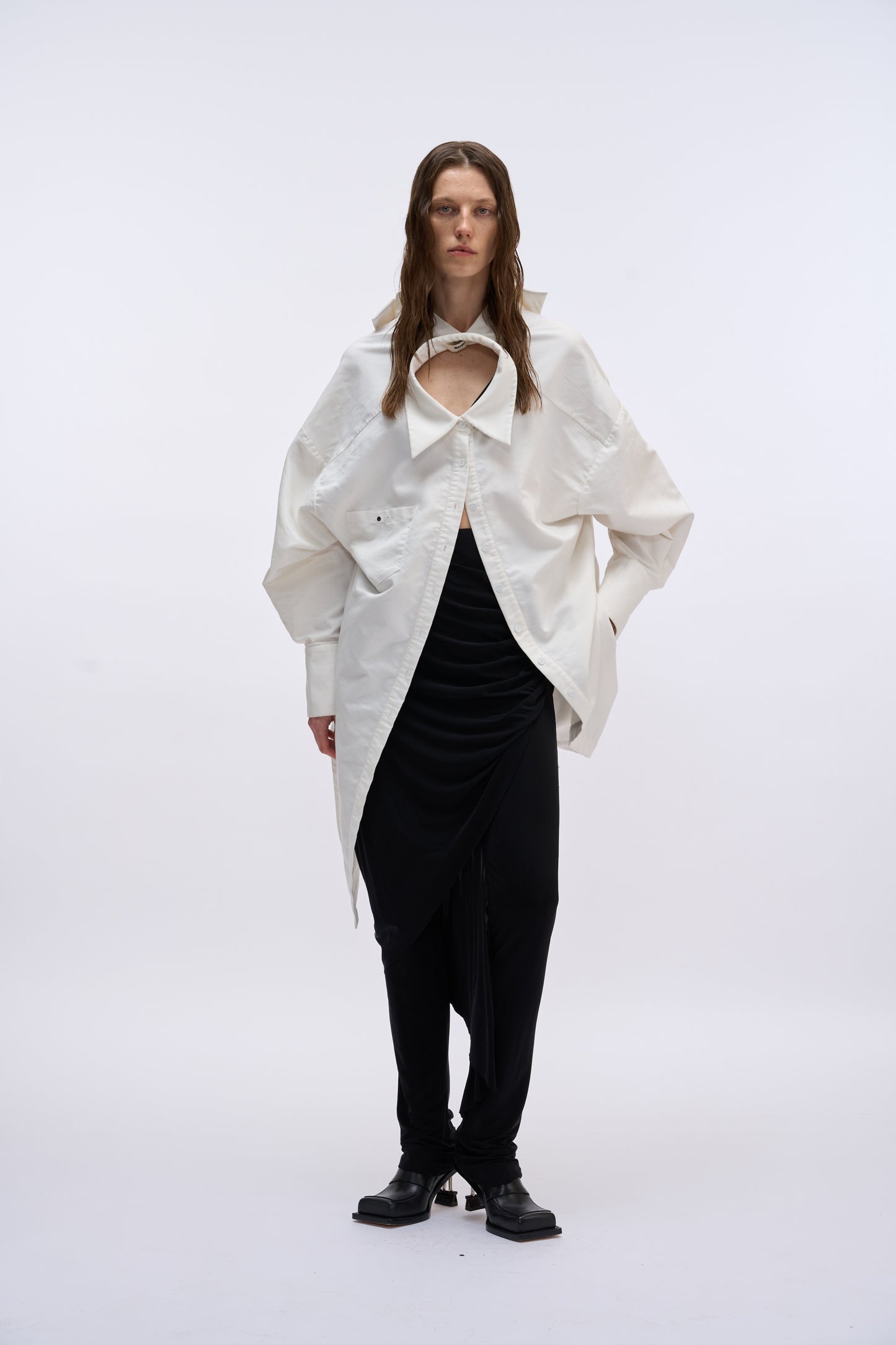 MAYALI Double-collar boyfriend shirt
