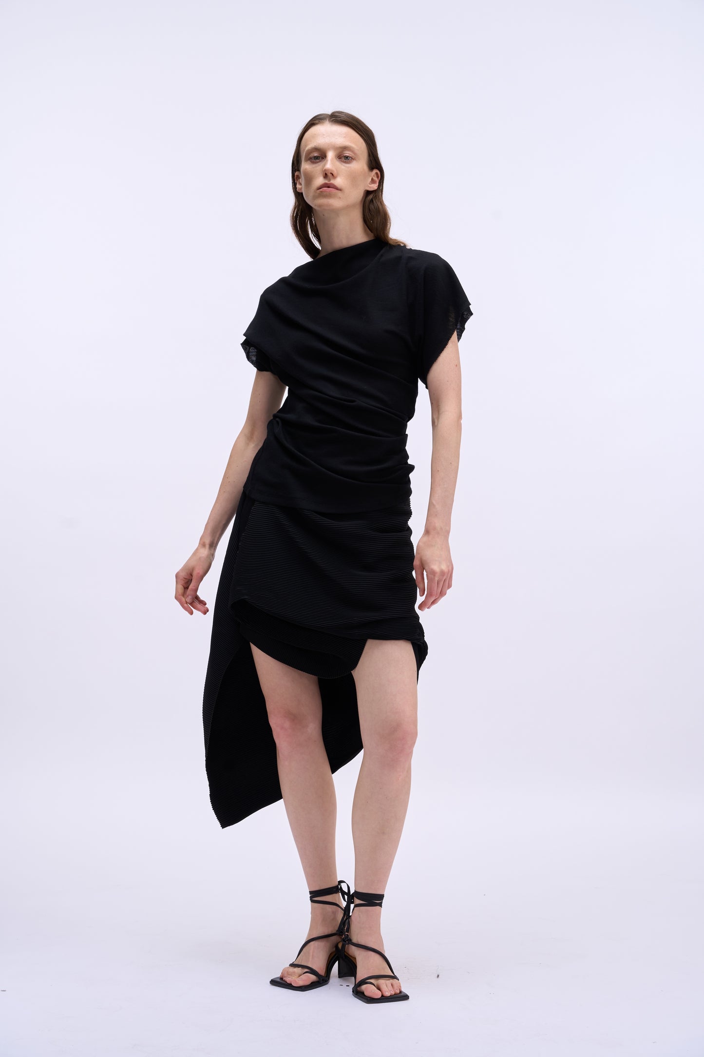 MAYALI Asymmetric folded pleating culottes