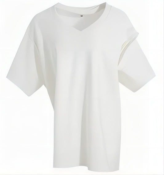MAYALI Irregular deconstruction of short sleeved top