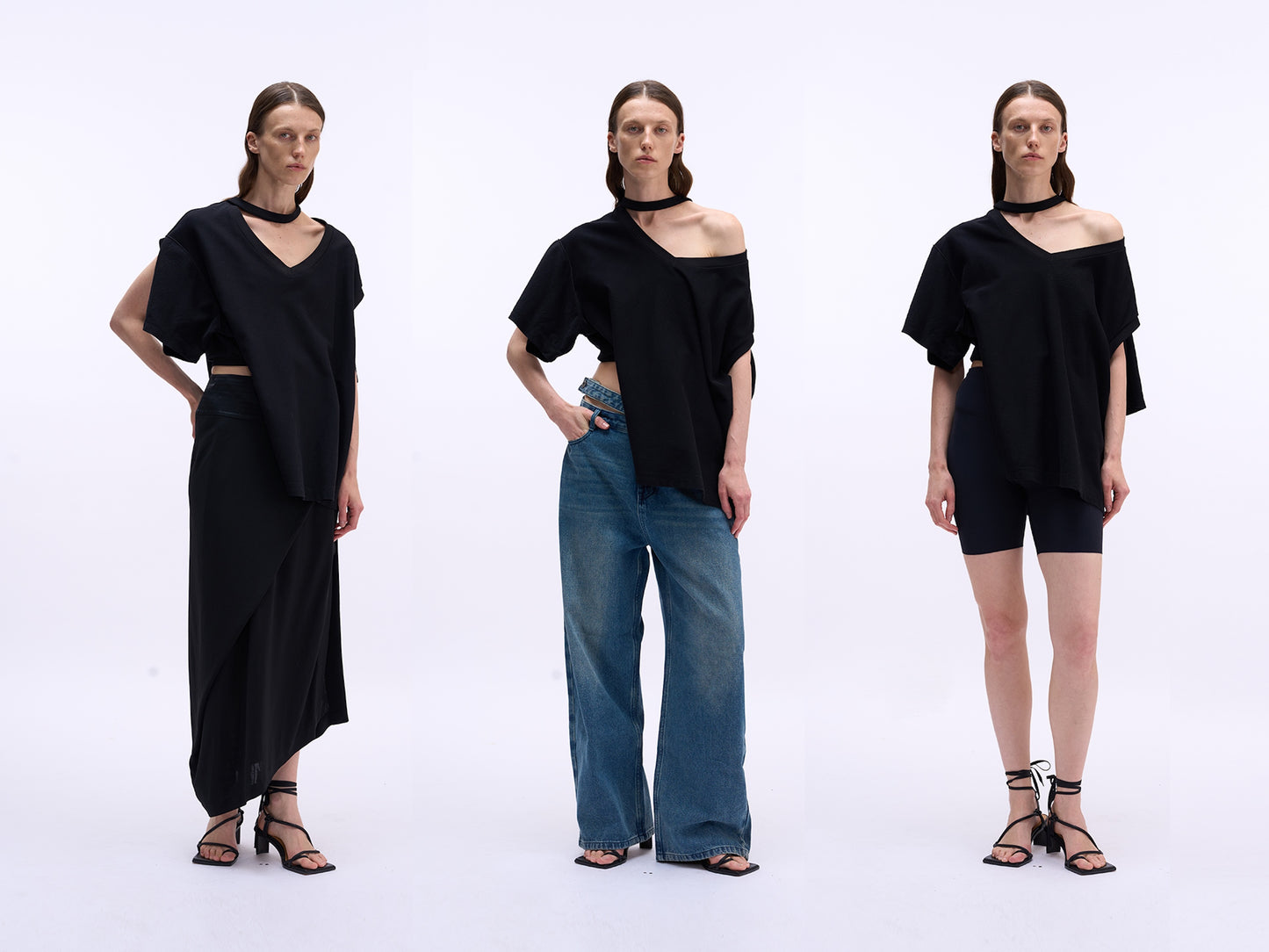MAYALI Irregular deconstruction of short sleeved top