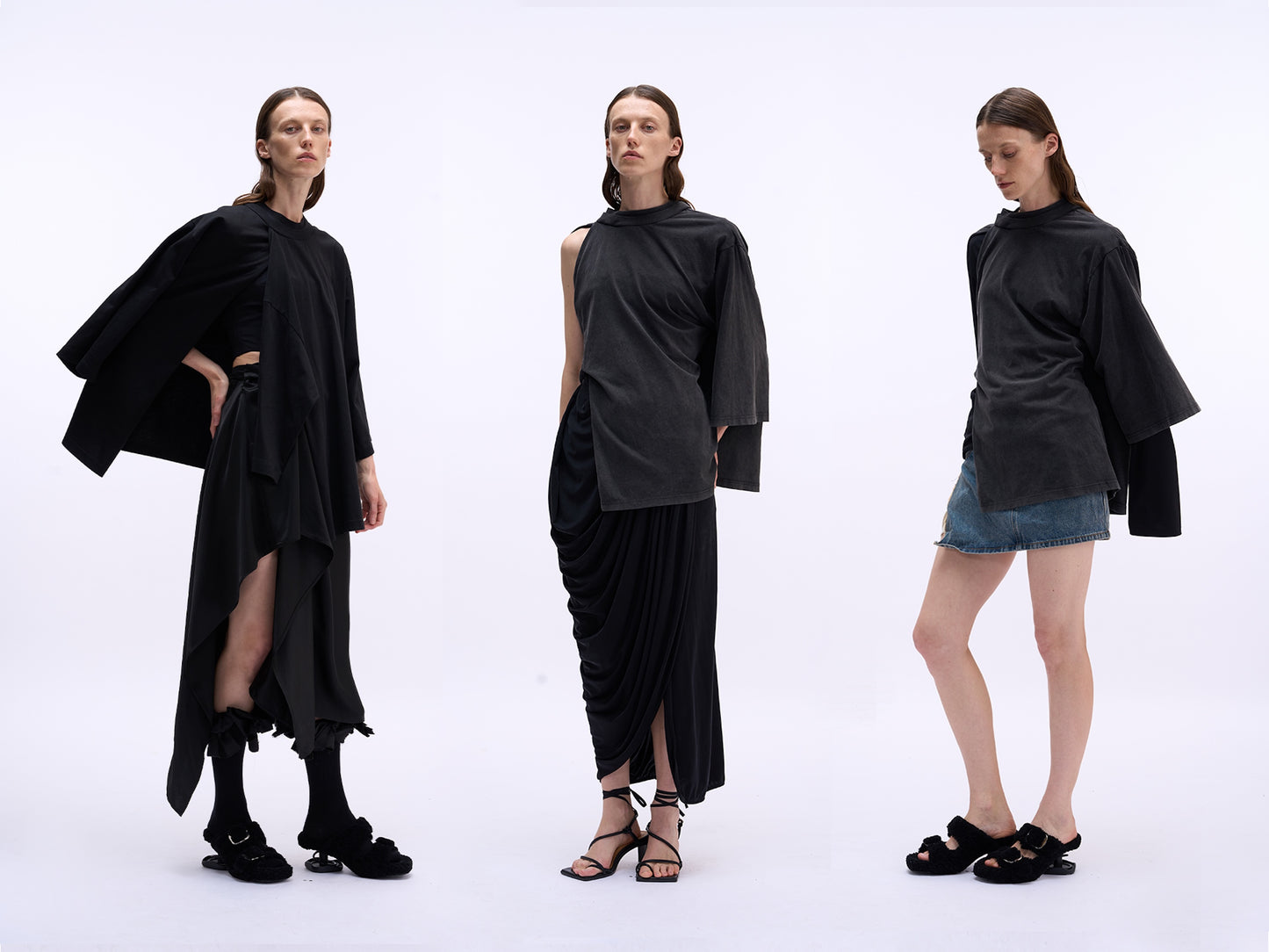 MAYALI Deconstructed Splicing Mid Sleeve T-shirt