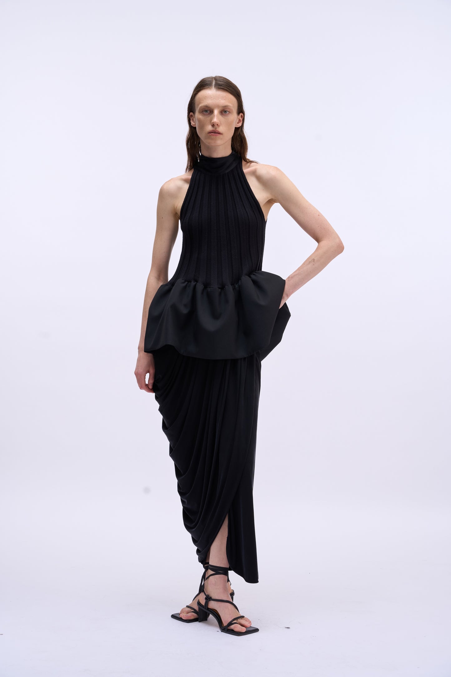 MAYALI High neck pleated knitted sleeveless top
