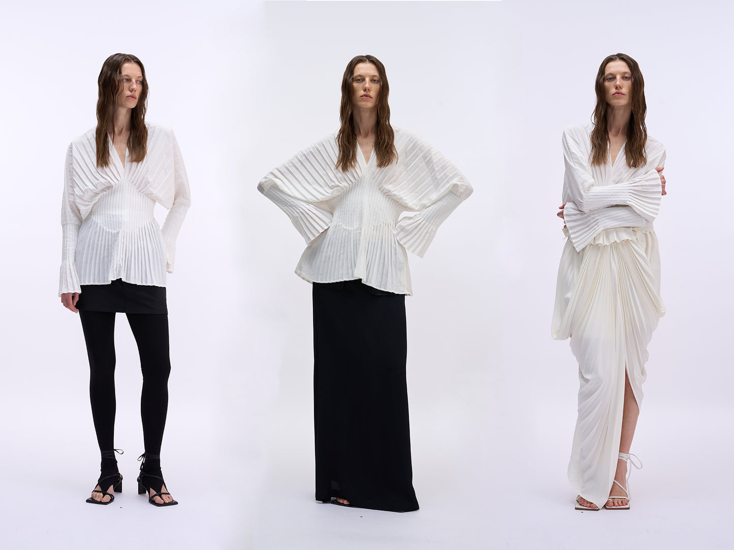 MAYALI V-neckline pleated shirring top