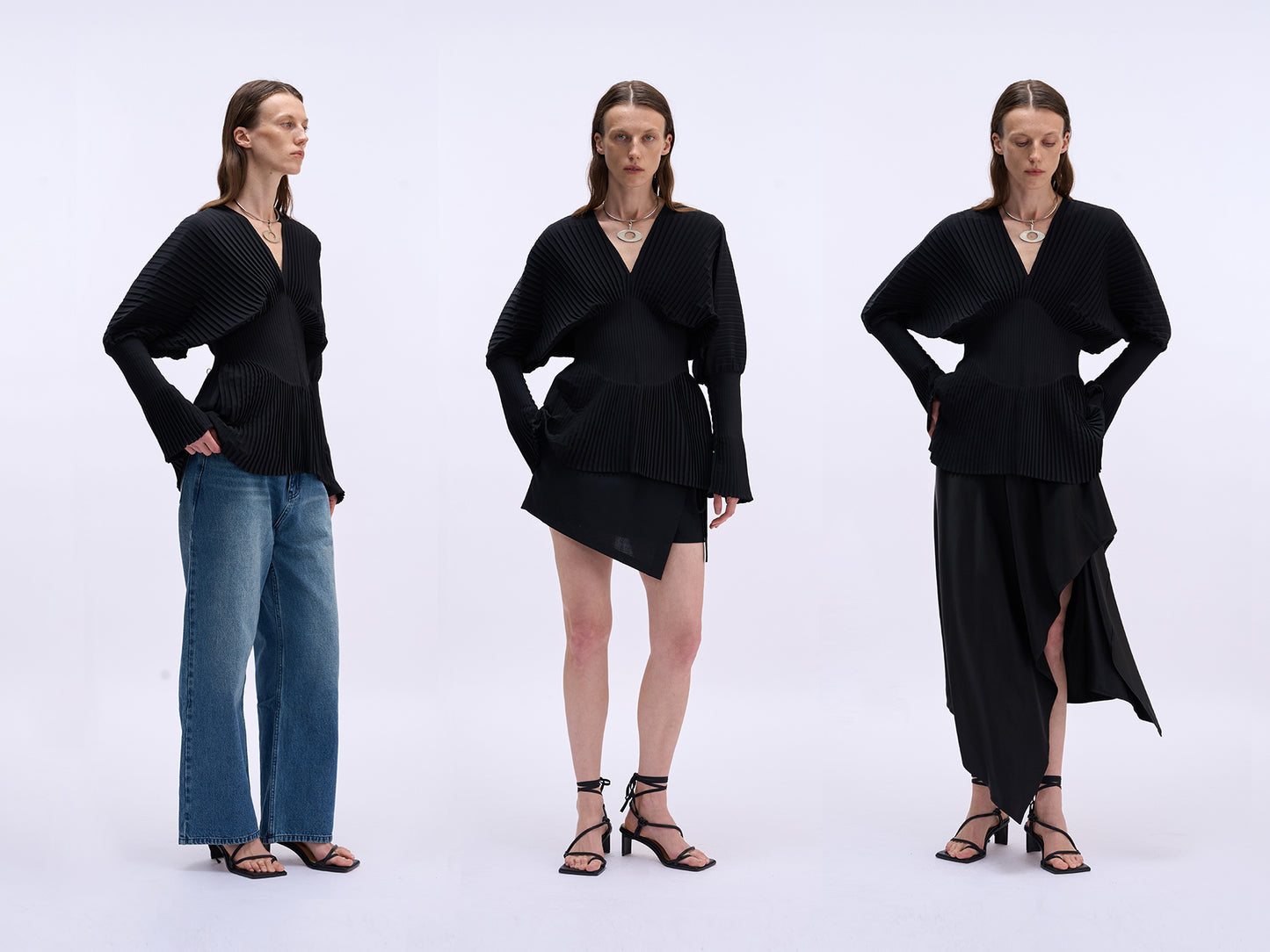 MAYALI V-neckline pleated shirring top
