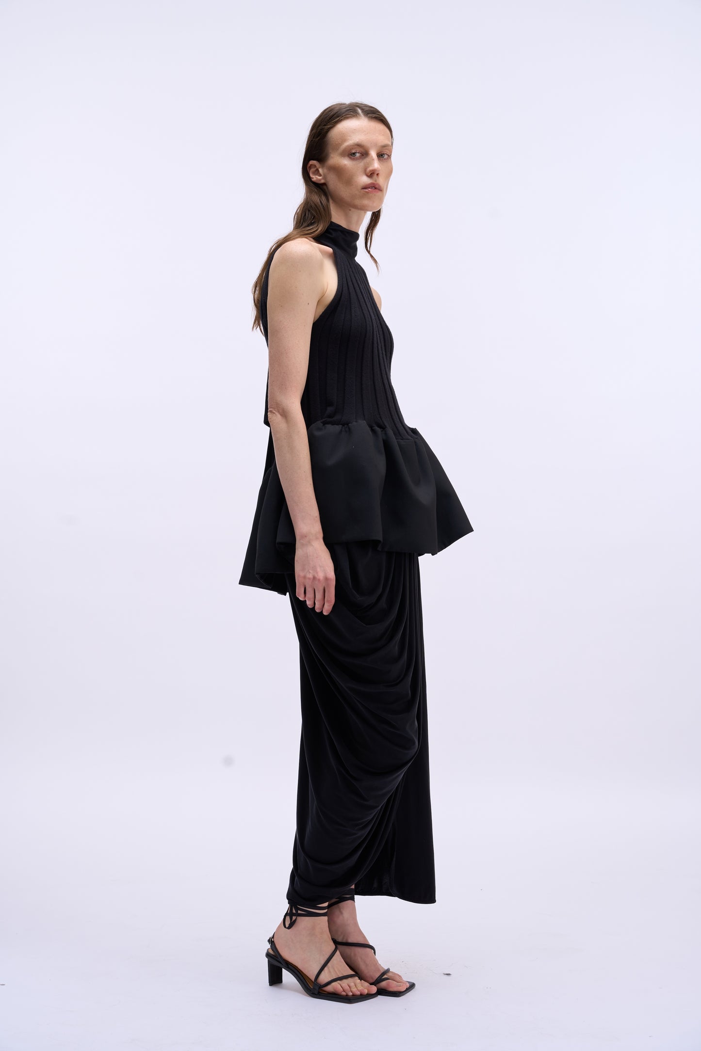 MAYALI High neck pleated knitted sleeveless top