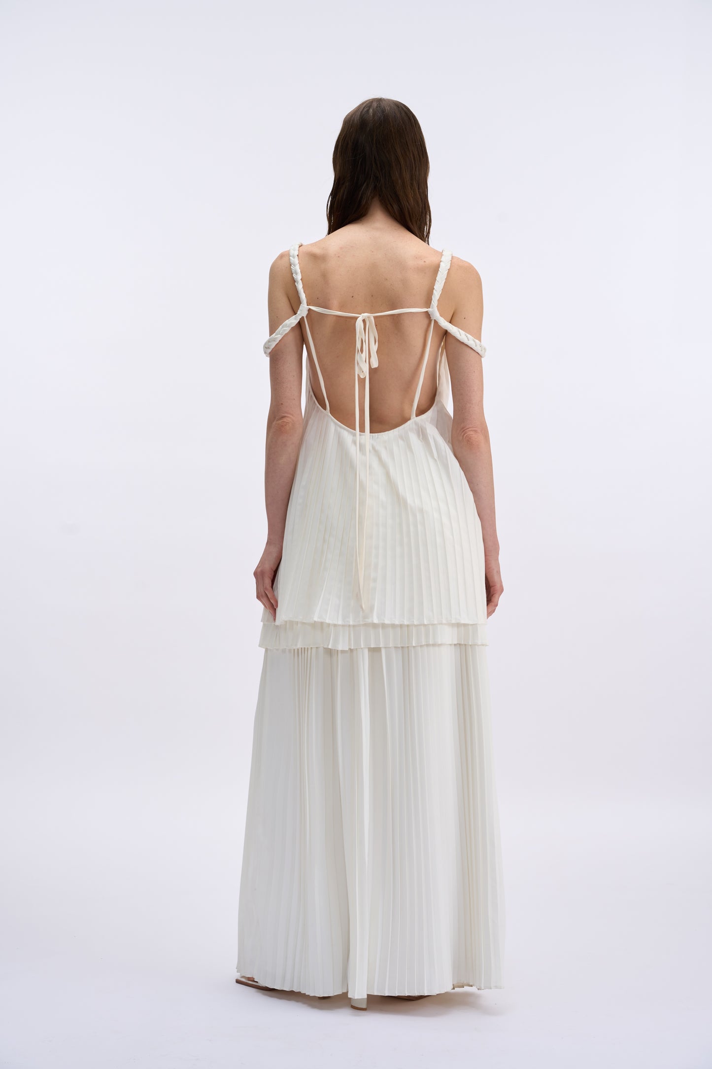 MAYALI Open-back plaited pleat dress (short)