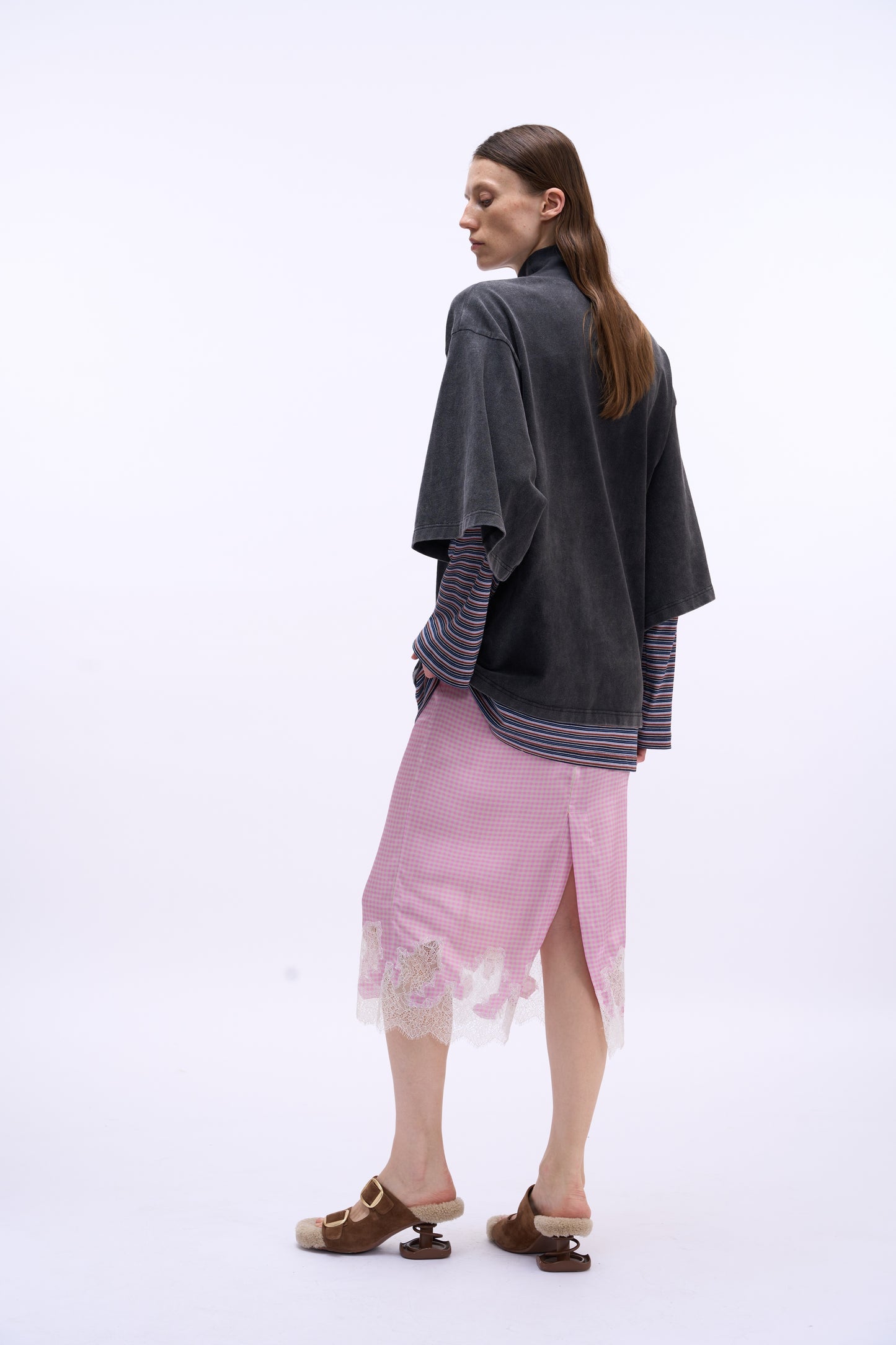 MAYALI Irregular lace patchwork skirt