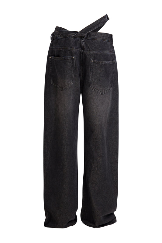 MAYALI Deconstructing waistband denim pants