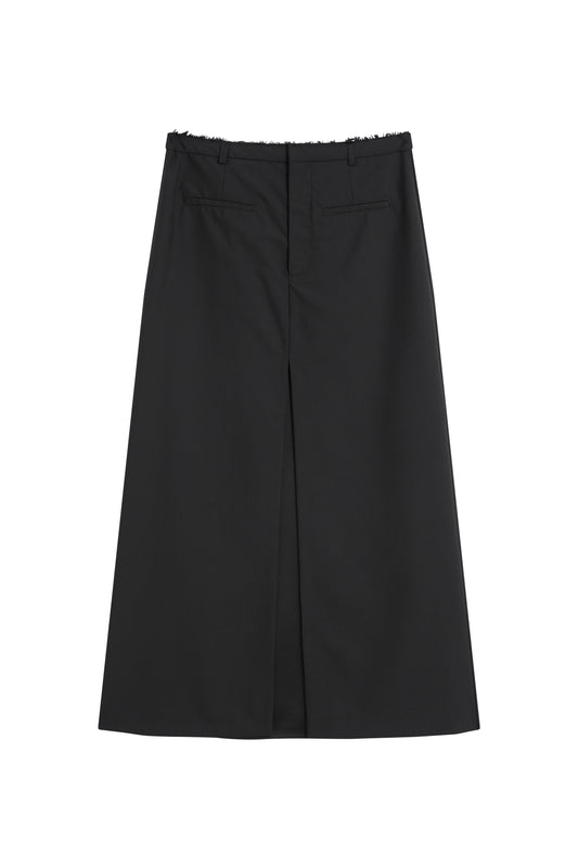MAYALI Splicing edge workwear long skirt(Front fork)