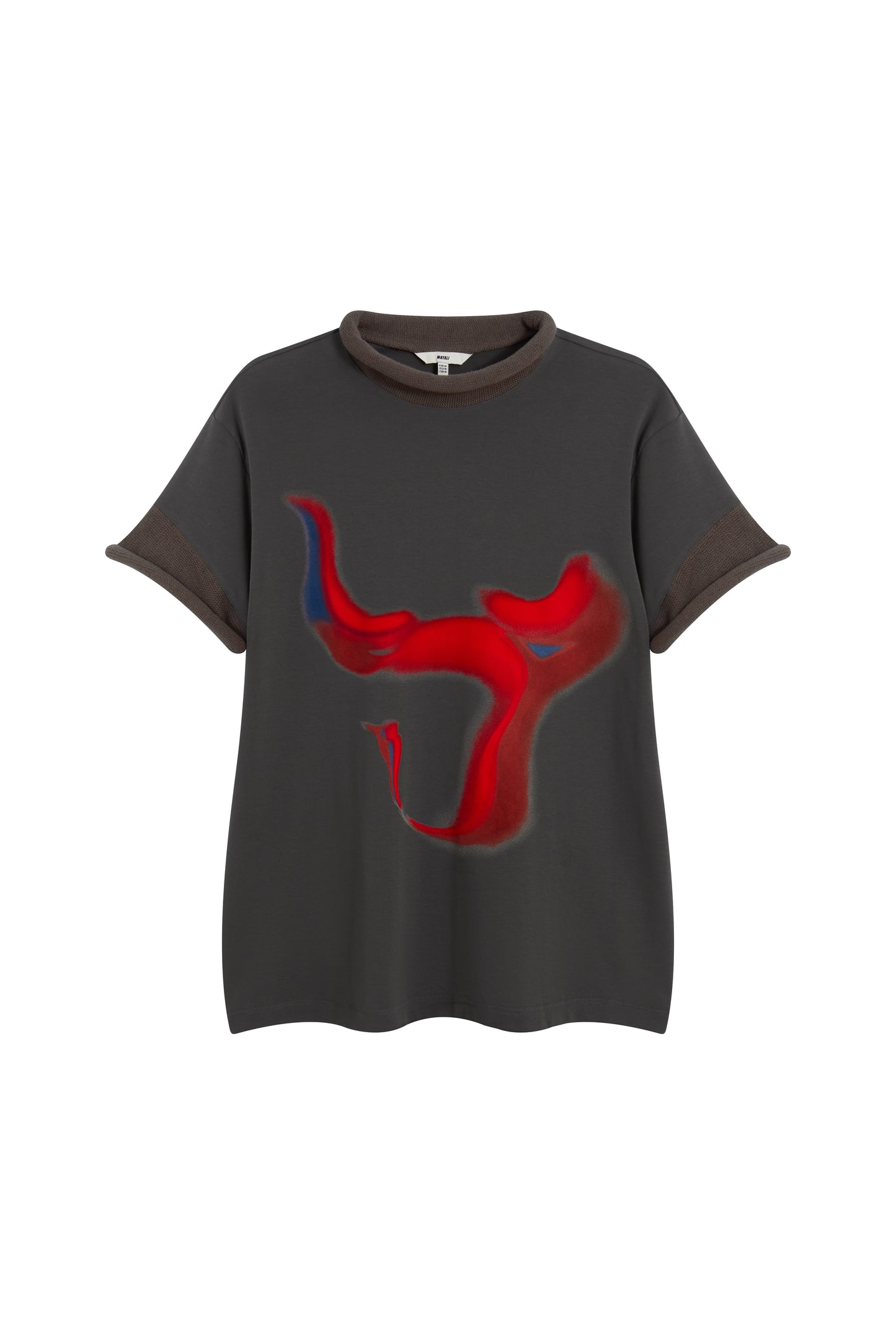 MAYALI Knitted rolled edge spray cotton T-shirt