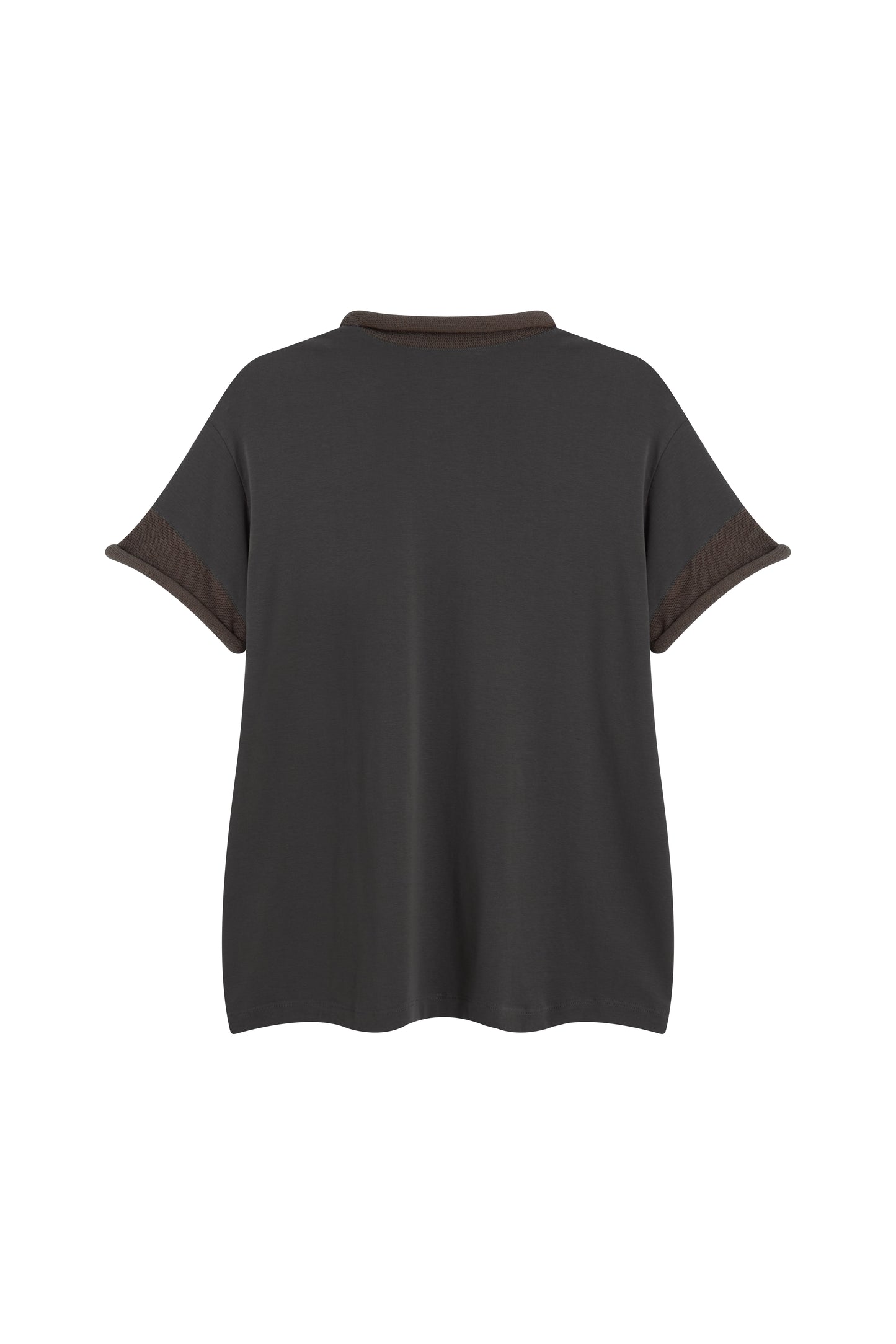 MAYALI Knitted rolled edge spray cotton T-shirt