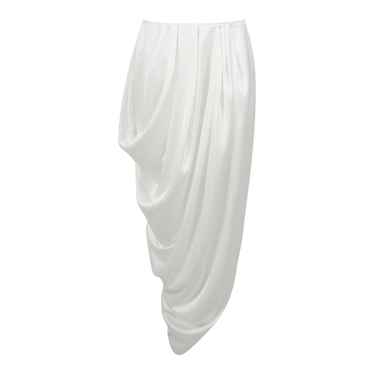 MAYALI White satin deconstructed pleated skirt