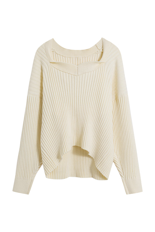 MAYALI Star-neckline deconstruct sweater