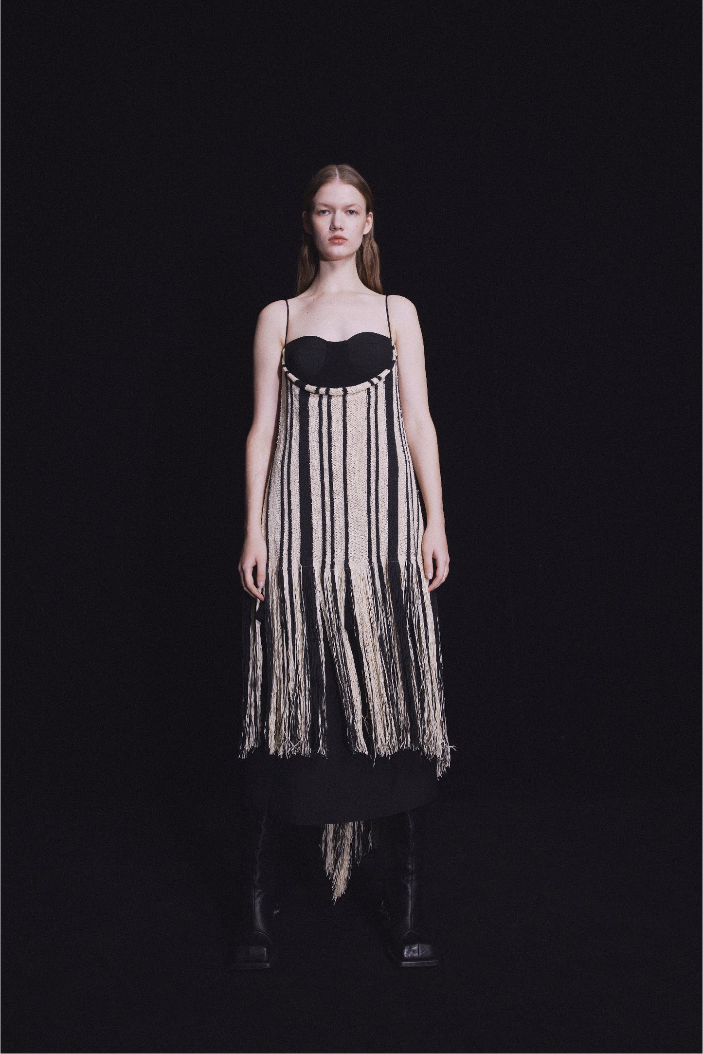MAYALI Spliced corset tassels dress