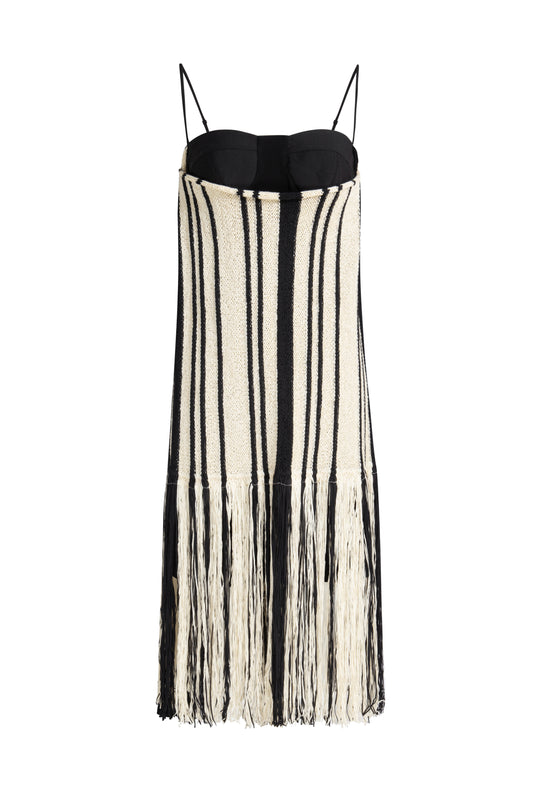 MAYALI Spliced corset tassels dress