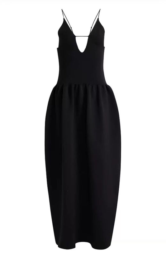 MAYALI Geometric clollect-waist bud slip long&short dress