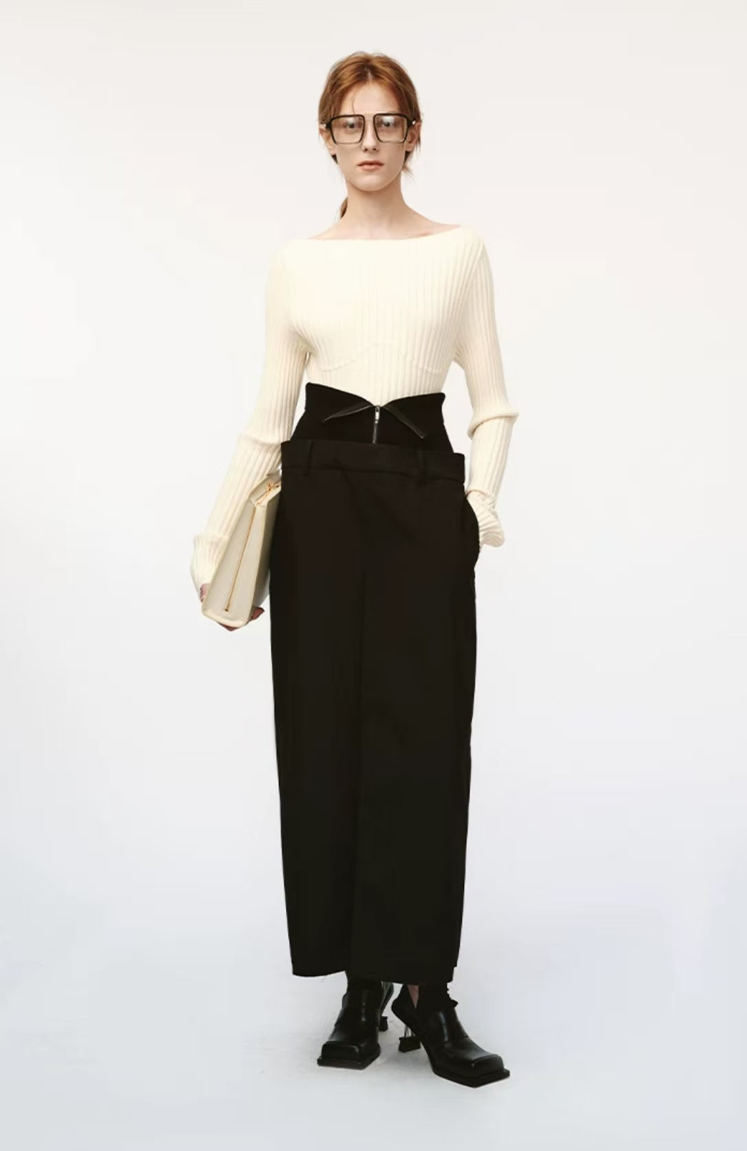 MAYALI Splice waist straight skirt