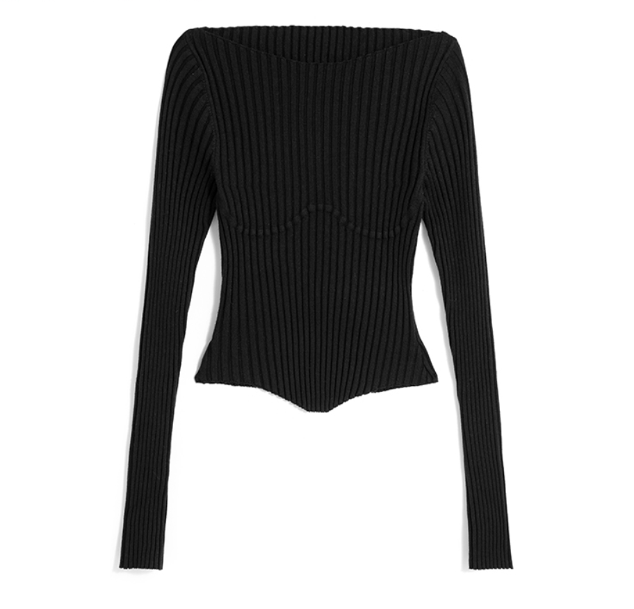 MAYALI Asymetric cold-shoulder knit top